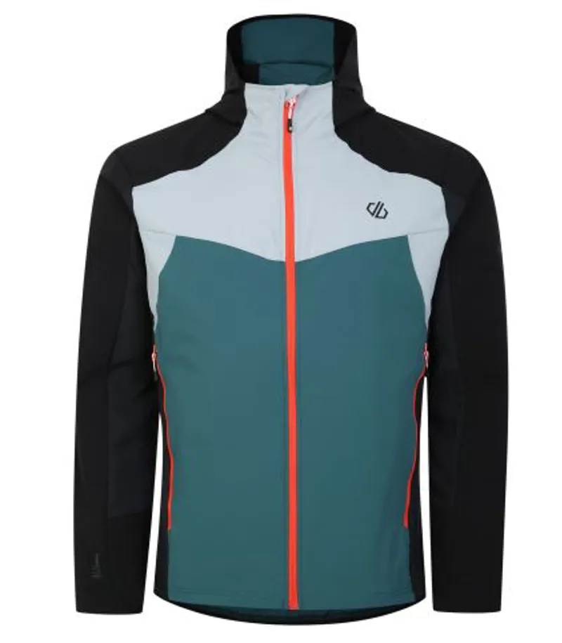 Dare2b Men's Lattitudinal Softshell Jacket in Slate/Black/Mediterranean Green 